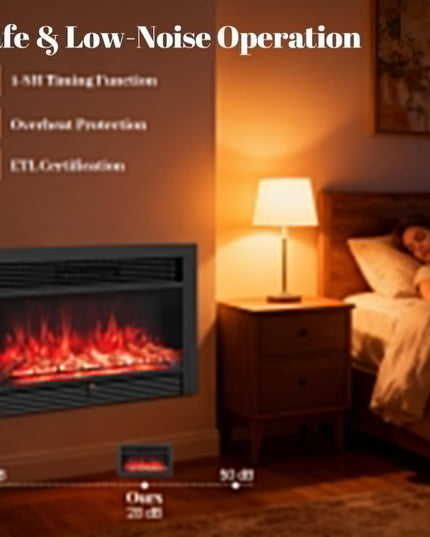 Insert de cheminée électrique Giantex 36" avec télécommande, 2 modes de chauffage et minuterie de 8h