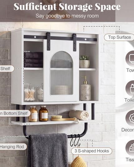 Giantex Bathroom Wall Cabinet | Farmhouse Medicine Cabinet with Sliding Barn Door