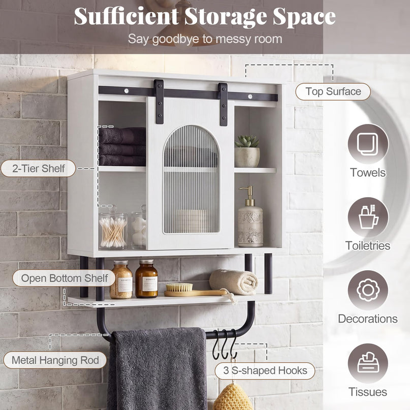 Giantex Bathroom Wall Cabinet | Farmhouse Medicine Cabinet with Sliding Barn Door