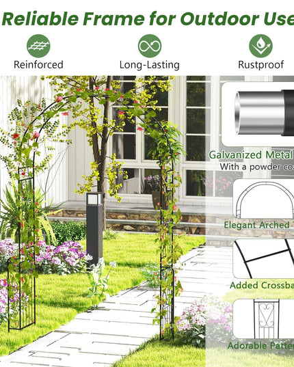 Giantex Garden Arch Trellis - 7.9 ft Metal Arbor Pergola