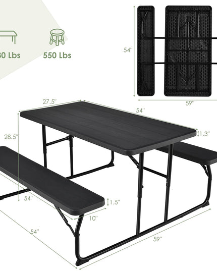 Giantex Folding Outdoor Dining Table Set, Large Camping Table for Patio Deck Lawn