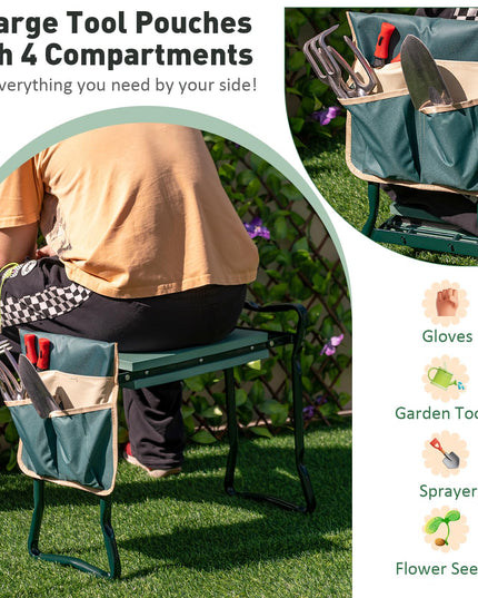 Giantex Garden Kneeler & Seat Folding Gardening Stool Holds 330 LBS