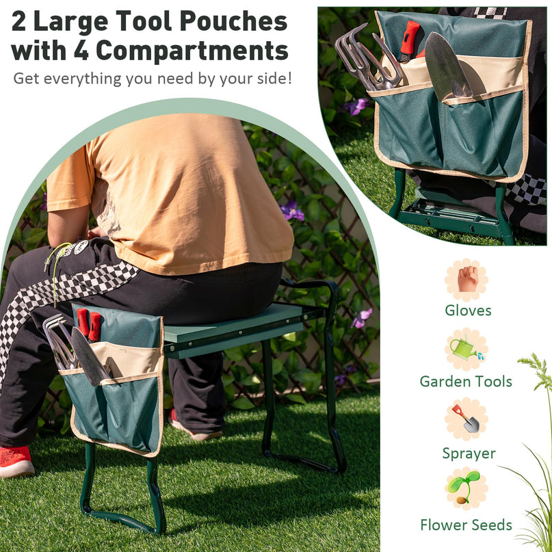Giantex Garden Kneeler & Seat Folding Gardening Stool Holds 330 LBS