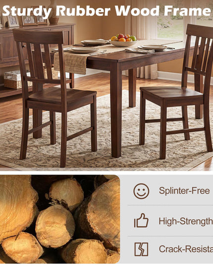 Giantex Wooden Armless Kitchen Chair with Slat Back & Contoured Seat (2/4)