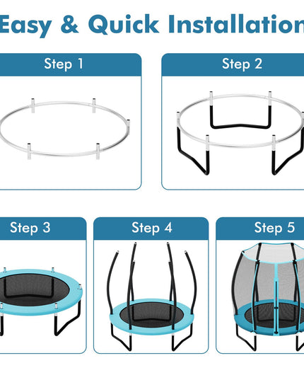 Giantex 55" Trampoline for Kids, Mini Toddler Trampoline w/Enclosure Net, Safety Pad, Outdoor Indoor Kids Trampoline for Boys Girls Gift, Blue