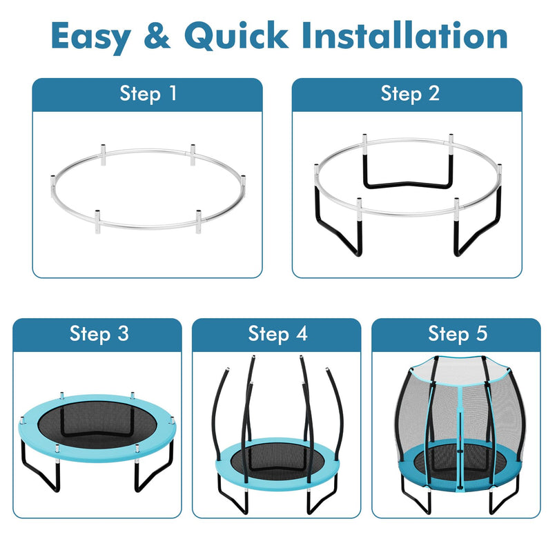 Giantex 55" Trampoline for Kids, Mini Toddler Trampoline w/Enclosure Net, Safety Pad, Outdoor Indoor Kids Trampoline for Boys Girls Gift, Blue