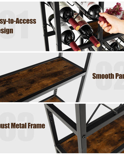 Giantex 27-Bottle Wine Rack Freestanding Floor, Industrial Metal Wine Storage Rack