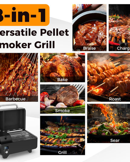 Giantex Pellet Grill and Smoker - Portable Tabletop Wood Pellet Smoker with Temperature Control