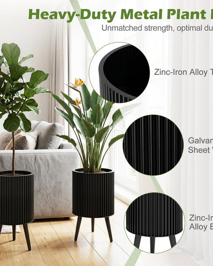 Giantex Set of 2 Flower Pots with Stand for Hallway Living Room Garden Patio