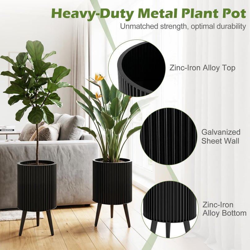 Giantex Set of 2 Flower Pots with Stand for Hallway Living Room Garden Patio