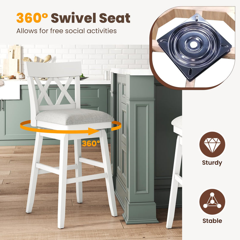 Giantex 31" Bar Stool Swivel Bar Height Bar Chair with Contoured Backrest