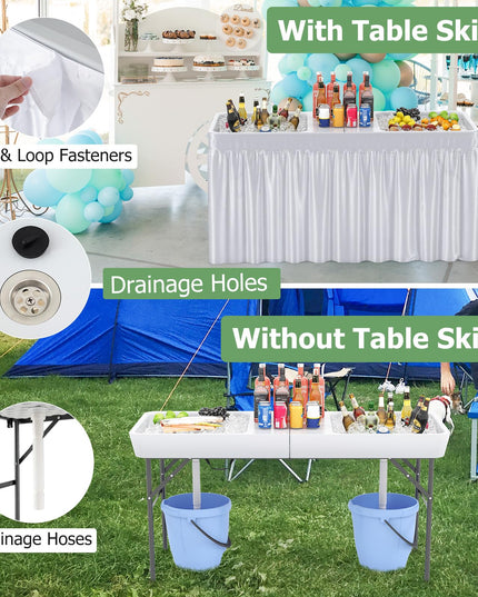 Giantex 5 FT Folding Ice Table with Double Sinks and Drains