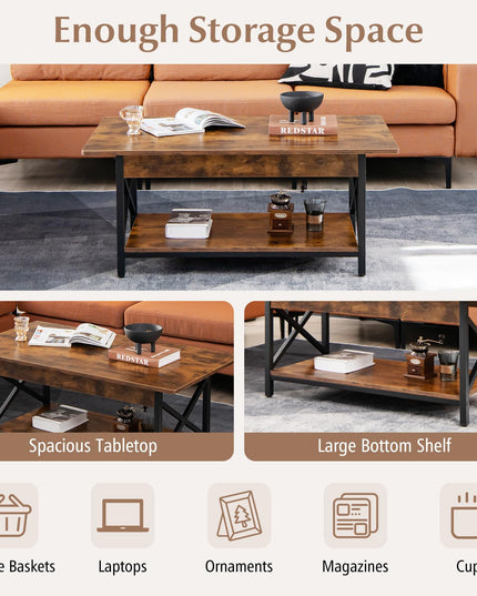 Giantex 2 ier Coffee Table with Storage Shelf for Living Room