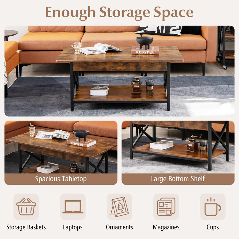 Giantex 2 ier Coffee Table with Storage Shelf for Living Room