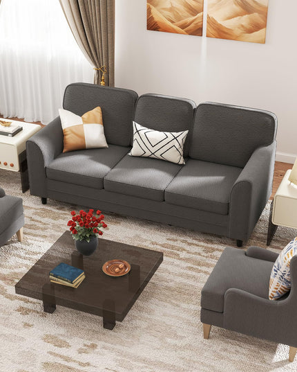 Giantex 3 Seater Couch - 79” Mid Century Modern Upholstered Sofa with Armrests, Sturdy Legs
