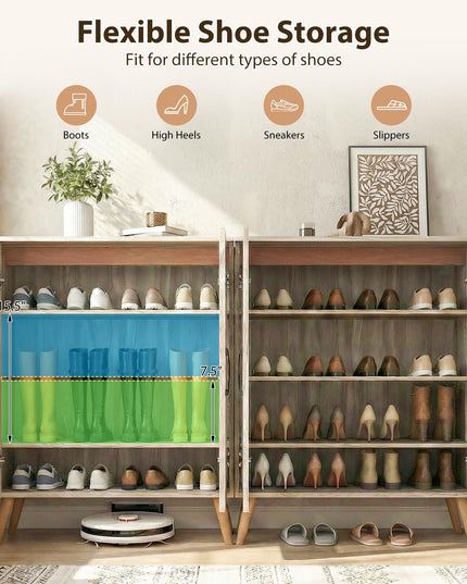 Meuble de rangement pour chaussures Giantex à 4 niveaux en rotin avec étagères amovibles