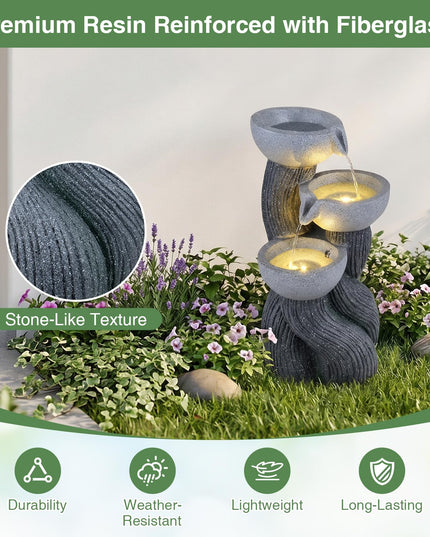 Giantex 3-Tier Outdoor Water Fountain with Lights