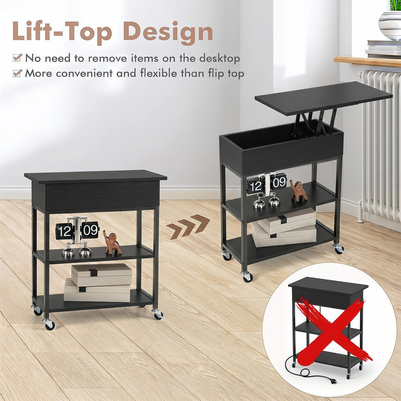 Giantex Lift Top End Table with Charging Station