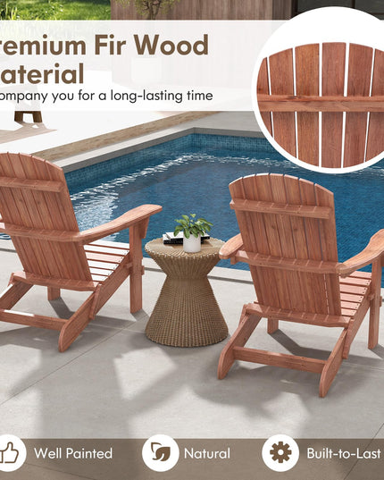 Giantex Foldable Adirondack Chair Set of 1/2/4 - Folding Front Porch Chairs with High Back, Wide Armrests, 400 LBS Max Load