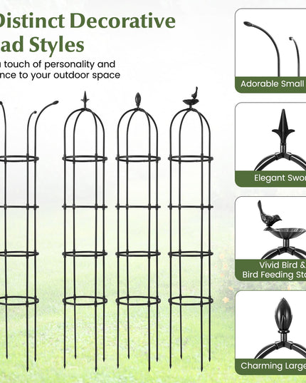 Giantex 2-Pack Tomato Cages, 69” PE-Coated Metal Garden Obelisk Trellis for Climbing Plants