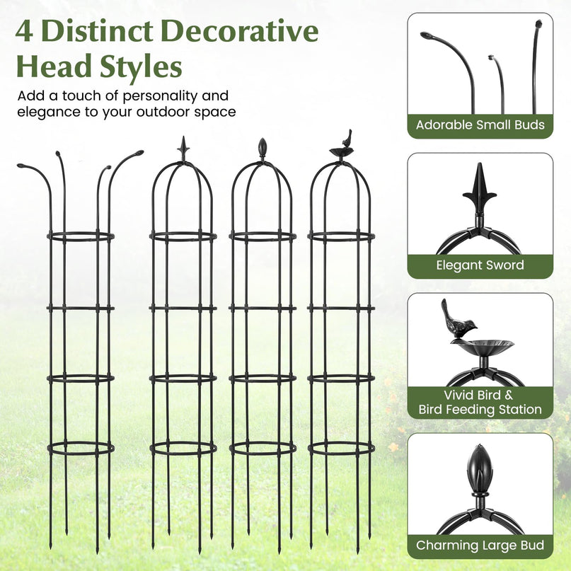 Giantex 2-Pack Tomato Cages, 69” PE-Coated Metal Garden Obelisk Trellis for Climbing Plants