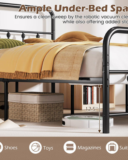Giantex Metal Platform Bed Frame, Victorian Style Platform Bed with Headboard & Footboard