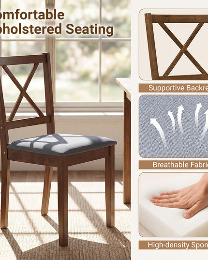 GIANTEX Dining Table Set with X-Shaped Backrest for Small Space
