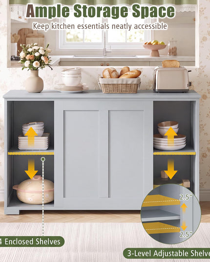 Meuble de rangement Giantex avec buffet, meuble à vin de bar à café, bahut de ferme avec porte coulissante