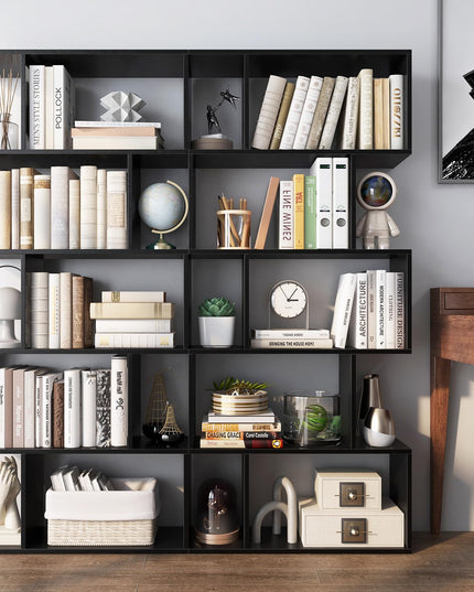 Giantex 5-Tier Geometric Bookshelf, 62.5" Tall Wood S-Shaped Bookcase with Anti-Tipping Device