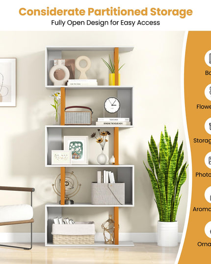 Giantex 5-Tier Geometric Bookcase Freestanding Display Shelf Rack