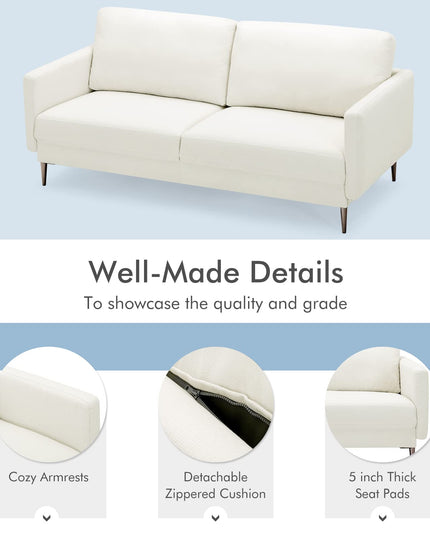 Giantex Sofa Couch, for Bedroom, Reception Rooms, Chair & Loveseat(Grey & White)