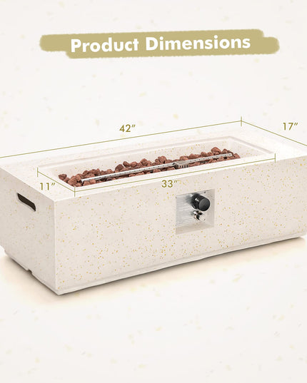 Giantex Rectangle Fire Pit Table - 50,000 BTU Terrazzo Propane Gas Fire Table