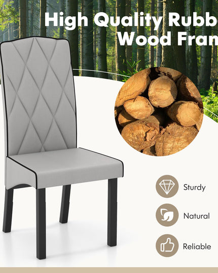 Giantex Upholstered Dining Chairs Set of 2, Tufted Fabric Dining Room Chairs w/High Backrest, High-density Sponge Cushion, Solid Rubber Wood Frame