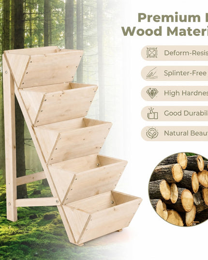 Giantex 5-Tier Wooden Freestanding Vertical Raised Garden Bed (1/2)