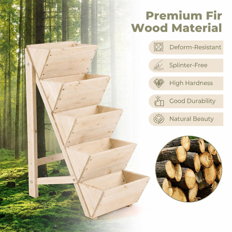 Giantex 5-Tier Wooden Freestanding Vertical Raised Garden Bed (1/2)