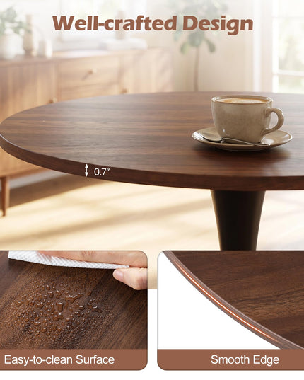 GIANTEX 31.5" Round Dining Table w/Thickened Tabletop & Metal Pedestal