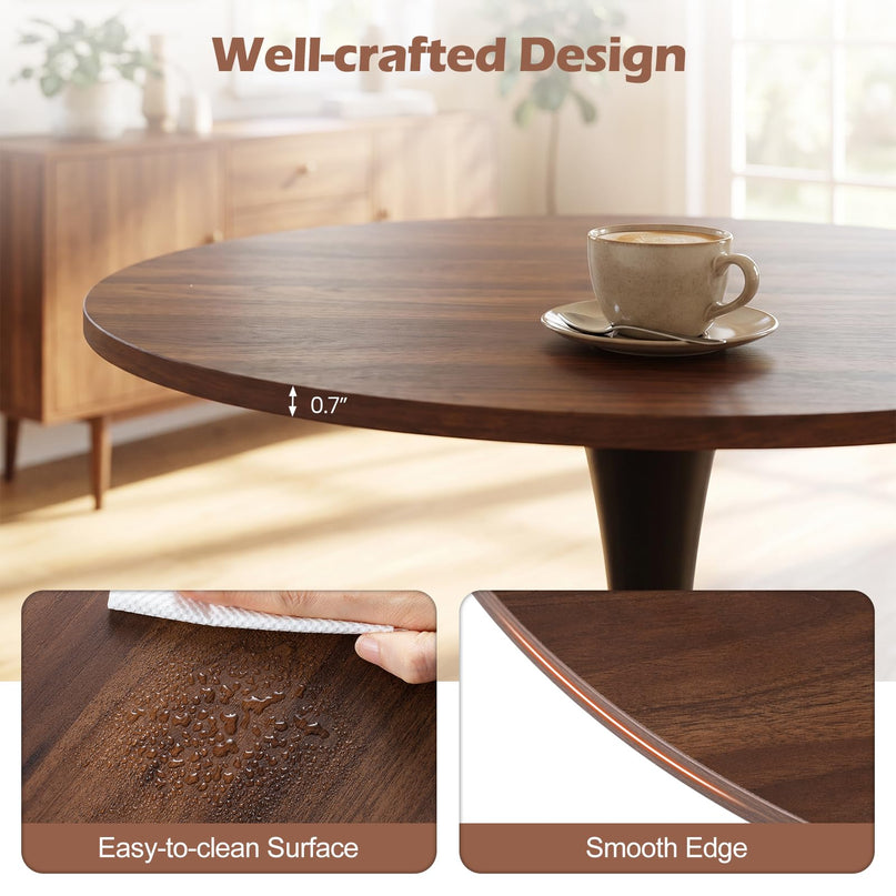 GIANTEX 31.5" Round Dining Table w/Thickened Tabletop & Metal Pedestal
