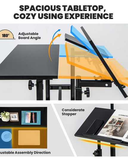 Giantex Mobile Stand up Desk Adjustable, Rolling Standing Laptop Cart, 27.5"D x 22"W x 49.5"H