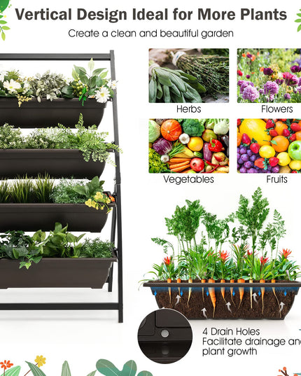 Giantex 2 Pcs 4.1FT Vertical Raised Garden Bed, 4-Tier Elevated Planter Box