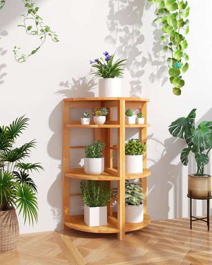 Giantex 4-Tier Corner Shelf, 34" Bookshelf with Rubber Wood Frame, Anti-Toppling Kit