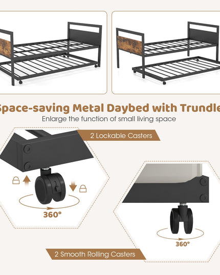 Giantex Metal Daybed with Trundle
