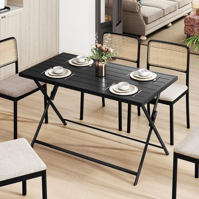 Table à manger d'extérieur pliante Giantex pour 4-6 personnes (122 x 76 cm)