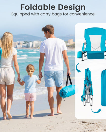 Giantex 2 Pack Folding Beach Chairs for Adults Portable Lightweight Camping Chairs Set of 2