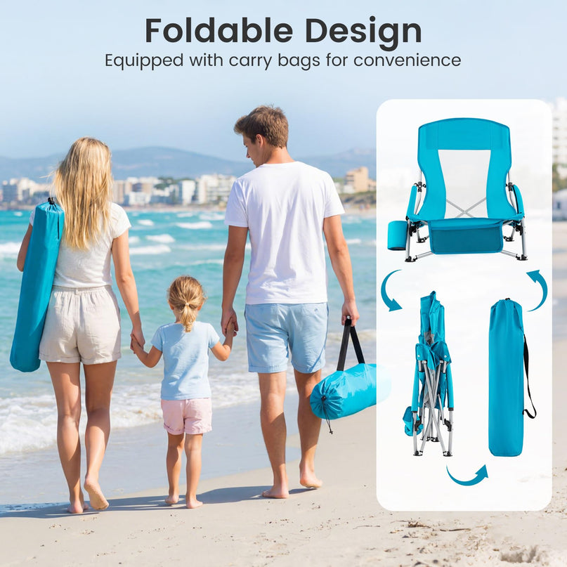 Giantex 2 Pack Folding Beach Chairs for Adults Portable Lightweight Camping Chairs Set of 2