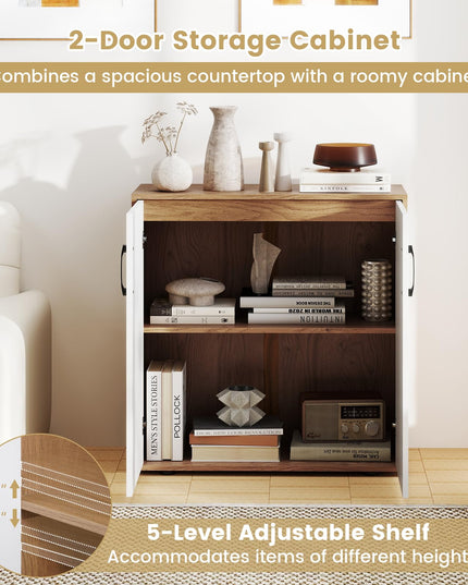 2-Door Kitchen Storage Cabinet with 5-Position Adjustable Shelf & Anti-Tipping Kits