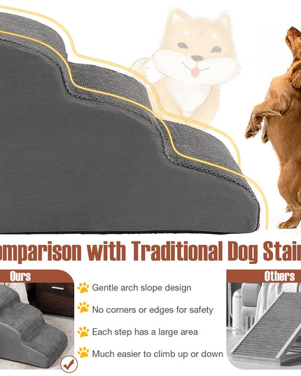 Giantex Dog Ramp Stairs for Bed 3 Tiers Foam Pet Steps for Small Dogs