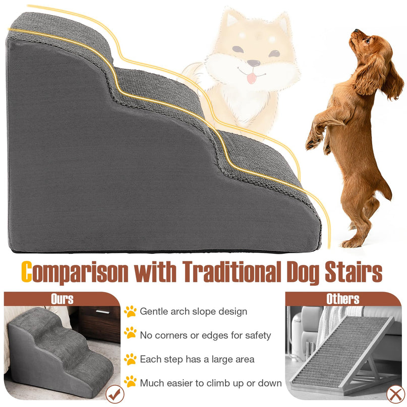 Giantex Dog Ramp Stairs for Bed 3 Tiers Foam Pet Steps for Small Dogs