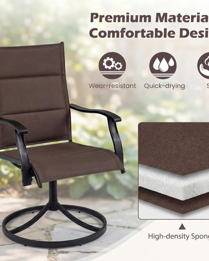Giantex Patio Swivel Chairs Set of 2/4 w/Padded Seat & High Back