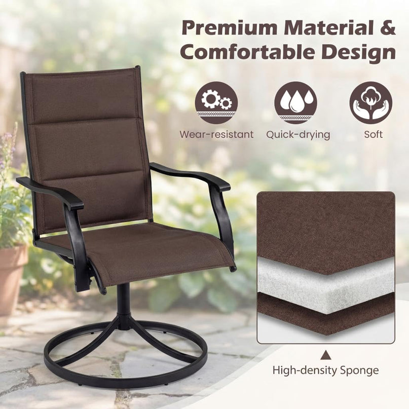 Giantex Patio Swivel Chairs Set of 2/4 w/Padded Seat & High Back