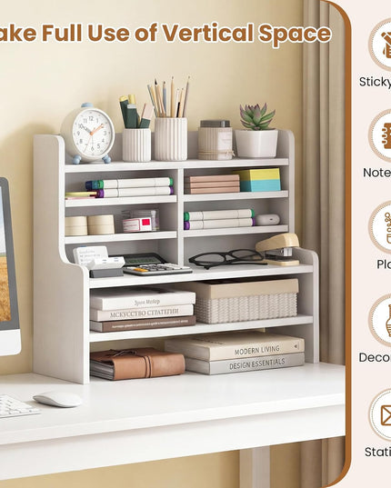 Giantex 19.5" Wooden 6 Tier Storage Rack with 2 Removable Shelves